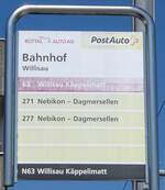 (286'272) - ROTTAL AUTO AG/PostAuto-Haltestellenschild - Willisau, Bahnhof - am 21. April 2026