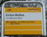 (245'683) - PostAuto-Haltestellenschild - La C�te-aus-F�es, Entre-Bolles - am 2.