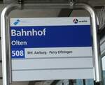 (236'190) - BOGG/A-welle-Haltestellenschild - Olten, Bahnhof - am 22. Mai 2022