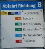 (272'637) - PostAuto/SBK/SWK-Haltestellenschild - Kreuzlingen, B�renplatz am 4. M�rz 2025