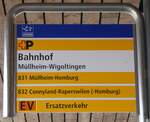(274'112) - +P-Haltestellenschild - M�llheim-Wigoltingen, Bahnhof - am 22.
