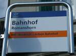 (229'117) - AOT-Haltestellenschild - Romanshorn, Bahnhof - am 13.