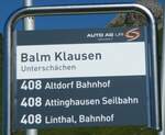 (252'697) - AUTO AG URI-Haltestellenschild - Untersch�chen, Balm Klausen - am 15.