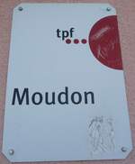 (135'559) - tpf-Haltestellenschild, Moudon, Moudon - am 20.