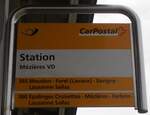 (233'917) - PostAuto-Haltestellenschild - M�zi�res VD, Station - am 13.
