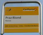 (173'244) - PostAuto-Haltestellenschild - Rances, Praz-Riond - am 21.