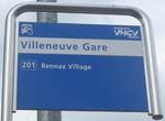 (225'166) - VMCV-Haltestellenschild - Villeneuve, Gare - am 19.