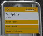 (216'631) - PostAuto-Haltestellenschild - Ernen, Dorfplatz - am 2. Mai 2020