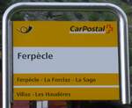 (181'838) - PostAuto-Haltestellenschild - Ferpcle, Ferpcle - am 9.