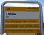 (149'686) - PostAuto-Haltestellenschild - Glis, Saltina - am 20.
