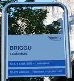 (279'934) - LLB-Haltestellenschild - Leukerbad, Briggu - am 6.