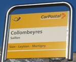 (176'851) - PostAuto-Haltestellenschild - Saillon, Collombeyres - am 4.