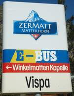 (133'367) - E-BUS-Haltestellenschild - Zermatt, Vispa - am 22.