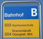 (169'308) - ZVV/PostAuto-Haltestellenschild - Blach, Bahnhof - am 19.