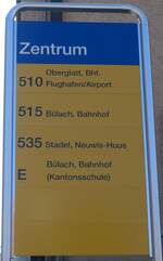 (169'332) - ZVV/PostAuto-Haltestellenschild - Stadel, Zentrum - am 19.