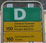 (280'725) - PostAuto-Haltestellenschild - W�denswil, Bahnhof - am 27.