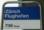 (131'012) - ZVV-Haltestellenschild - Zrich, Flughafen - am 17.