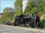 Die BFD HG 3/4 N° 3 der Blonay-Chamby Bahn rangiert in Blonay einen MOB Flachwagen (wohl ebenfalls B-C), welcher dem letzten Dampfzug nach Chaulin beigegeben wird.