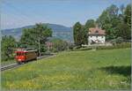 Eigentlich erwartet ich den RhB ABe 4/4 I N� 35 mit den zwei Reisezugwagen, die der sch�ne Triebwagen nach Blonay brachte, doch die bleiben dort zur�ck. Somit wirkt der solo fahrende ABe4/4 N� 35 etwas verloren, als er auf der Fahrt in Richtung Chamby bei Chaulin vorbei f�hrt. 

2. Mai 2026