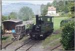 Die LEB G 3/3 N� 5 (Baujahr 1890) wird in Chaulin versorgt. 

7. Sept. 2024