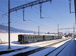 Am 12.M�rz 1993 stehen 4 Altbauwagen in Les Verri�res, n�mlich AB 4107, AB 4133, AB 4120 und AB 4115.