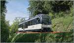 Der f�hrende MOB Be 4/4 9204 ALPIA mit ihrem PE 30 2220 nach Zweisimmen zeigt sich in der Kurve bei Km 8.2 oberhalb von Chamby fast. als w�re er alleine unterwegs.

2. Mai 2026