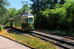 Der Standard-Tramzug 107 - 337 erreicht Wittigkofen, 25.Juni 2023 