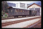 Auf der einstigen RhB-Strecke Bellinzona-Mesocco, 14.September 1970: Die beiden Zweiachser 2165 und 2002 in Bellinzona. 