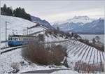 Der MOB ABDe 8/8 4001 als Regionalzug 2330 von Montreux nach Chernex zwischen Châtelard VD und Planchamp.