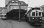 ABDeh 4/4 3 der SGA und ein BDe 4/8 der Trogener Bahn warten im Frühjahr 1979 im Bahnhof St.