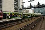 Die vorderen grünen Wagen stammen von Centralbahn AG, CH-4002 Basel und gehören zur Gattung Am 036 (Berlin Zoologischer Garten, 30.05.2009).