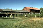 Der Bahnhof Bayerisch Eisenstein, auf tschechisch Železná Ruda-Alžbětín im Oktober 1989.