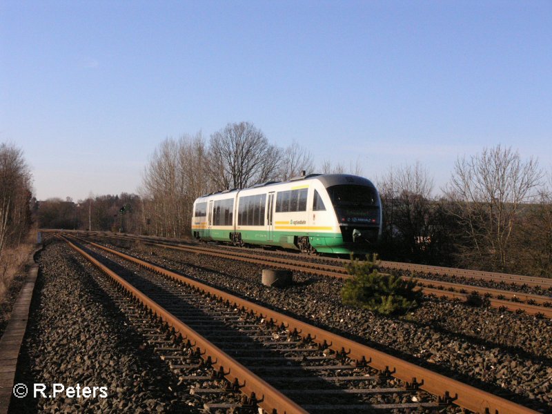 VT14 erreicht gleich Wiesau/Oberpfalz mit einer VBG nach Schwandorf, Schnfeld. 23.01.08